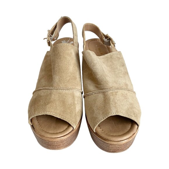 Mika Paoli Tan Suede Leather Wedge Sandles Size 6 - Picture 2 of 8